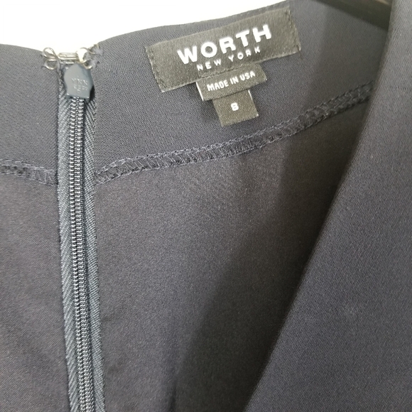 WORTH Navy V Neck Puff Sleeve Dress - Picture 7 of 10